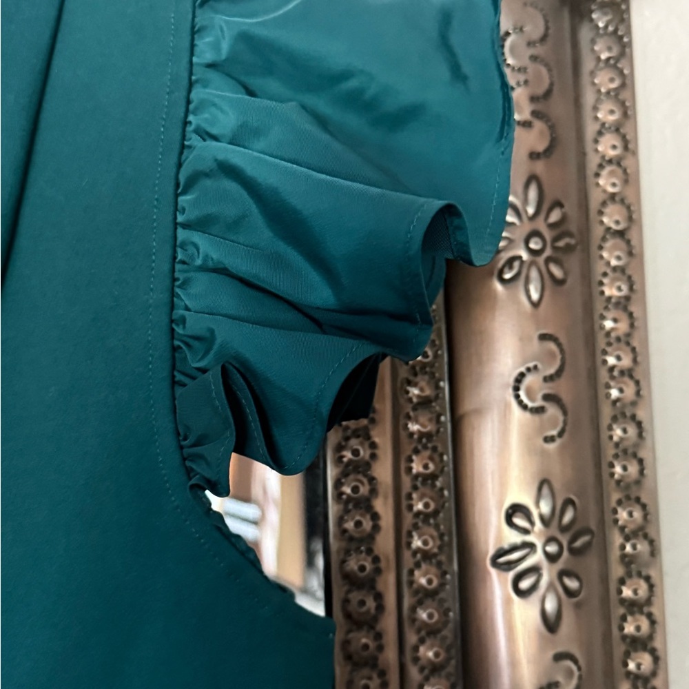 Express Teal Ruffle Blouse - Picture 3 of 5